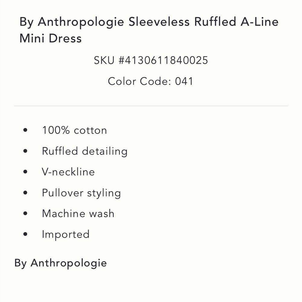 Anthropologie Sleeveless Ruffled A-Line Mini Dress - Picture 5 of 5